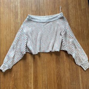 Off the shoulder cropped sweater